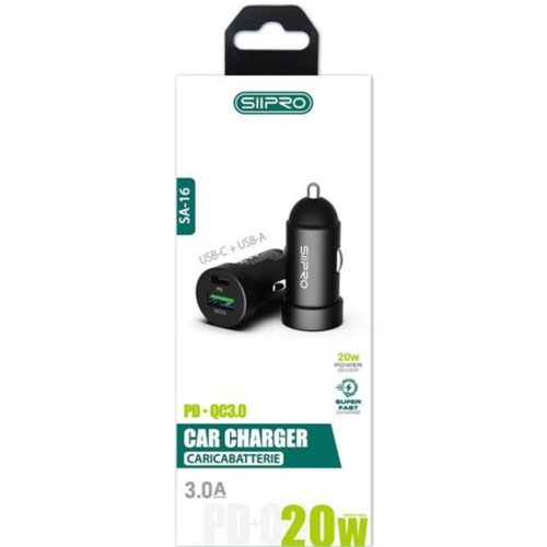 Caricatore Auto 2 Porte - 1 Type-C PD20W + USB 18W
