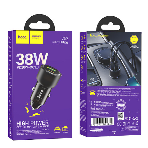 Caricatore Auto USB QC 3.0A 18W + Type-C PD 20W